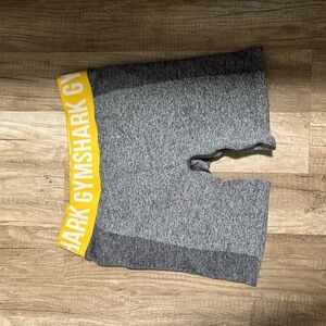Gymshark Heather Gray Shorts with Yellow Waistband
